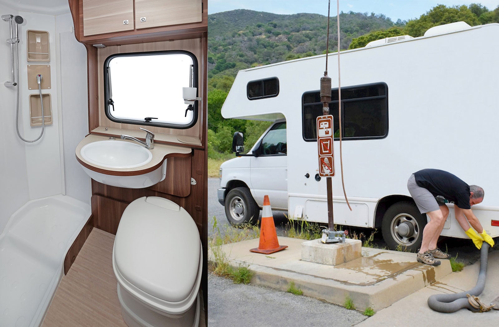 Portable RV/camper toilet and holding tank setup in Lakeville, Minnesota